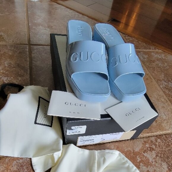 Gucci Jelly Sky-blue Sandal Sz. 36 - Picture 1 of 12